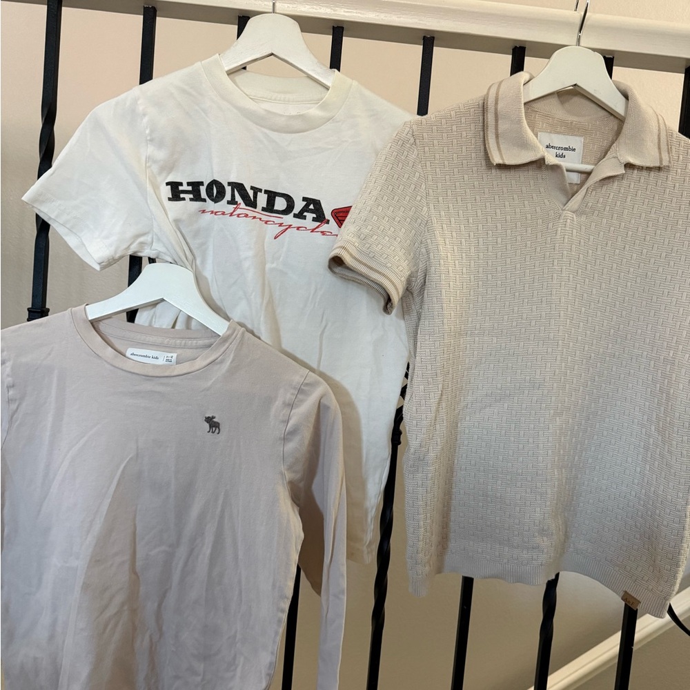 Honda White T-Shirt and Two Abercrombie Beige Tops